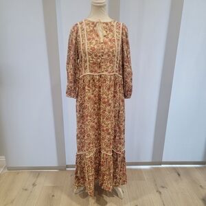 Old Navy Floral Long Sleeve Dress - Cream and Pink